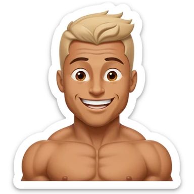 Cinematic Realistic Hercules Portrait, head tilted dramatically with an exaggeratedly amused expression, featuring a bold yet playful demeanor. His rugged, muscular form and finely detailed classical garb are rendered with dynamic lighting and robust textures, conveying a rare moment of lighthearted mirth from a timeless legend. sticker