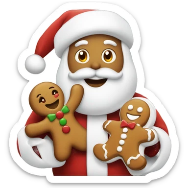 santa eating a gingerbread man sticker
