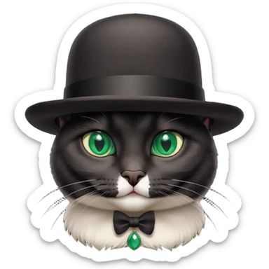 animal : chat noir avec chapeau melon sticker
