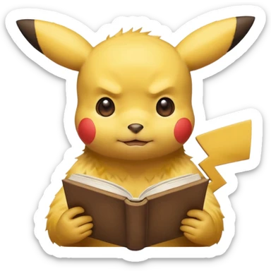 pikachu studying looking into book sweating sticker