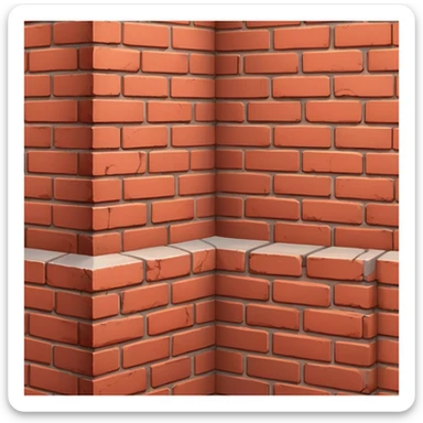 brick wall corner view, showing two sides meeting at a corner sticker