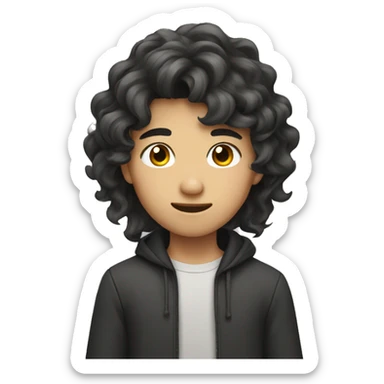 Asian teen boy with long wavy hair sticker