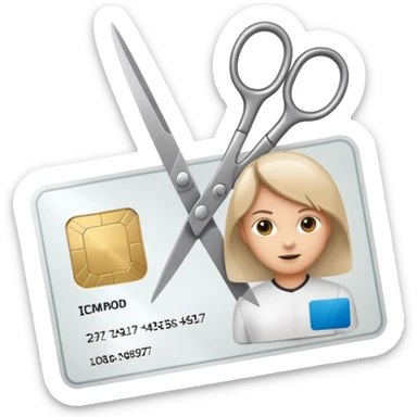 Scissors cutting ID card in half sticker