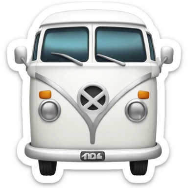 White camper van with surfboards on the roof sticker