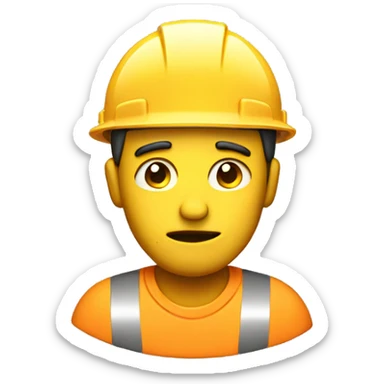 hard working unhappy man with construction hat sticker