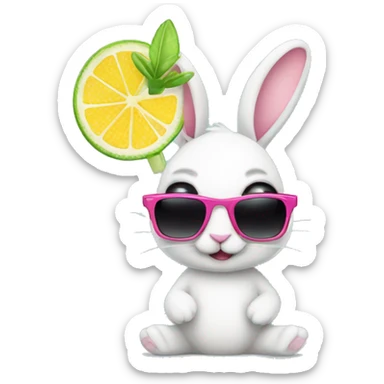 Bunny with sunglasses and margarita  sticker