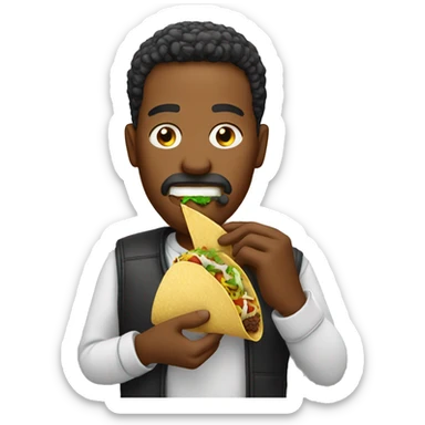 man eating taco sticker