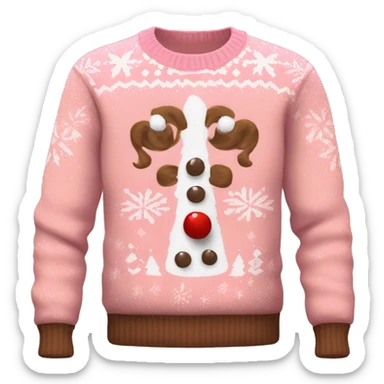 pink brown white christmas sweater sticker