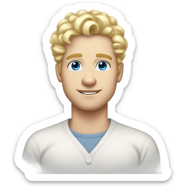 light curl blonde 30yo man blue eyed pale skin sticker