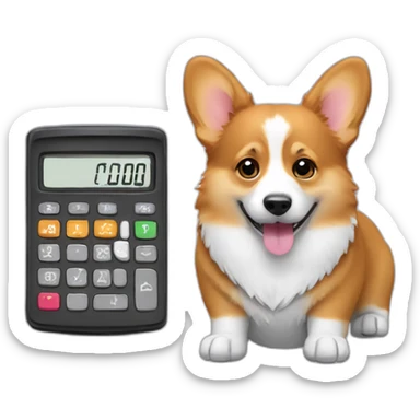 corgi with calculator sticker