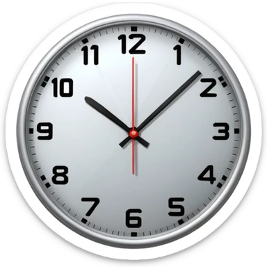 Create a round silver clock now. The time is 17:30 sticker