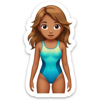 Girl on the beach with ocean sunset  sticker