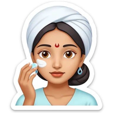 skin care cream application Indian girl sticker