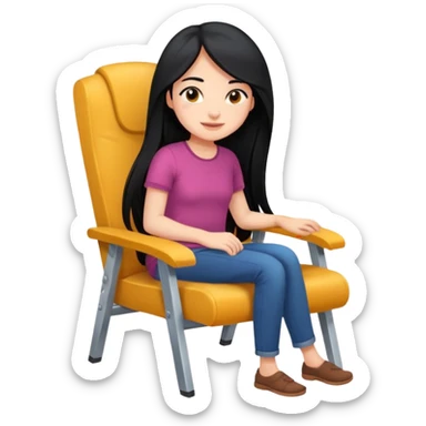 girl that is moving in their chair of work but its not disable just lazy with black long hair and skin a bit latin  lazy sticker
