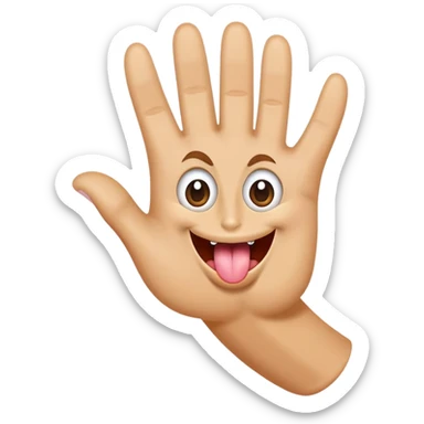 Hang loose hand with wide eyes and tongue sticking out sticker