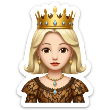 Queen wearing a bark-patterned dress sticker