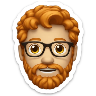 Redhead men ginger with beard wearing Brown glasses sticker