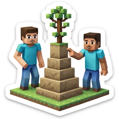 2 minecraft charectors building together a foundation sticker