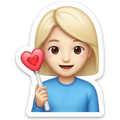 a fan emoji with heart eyes holding a K-pop light stick sticker