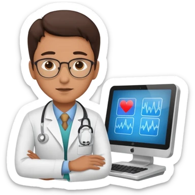 Doctor using my computer to report vital signs sticker