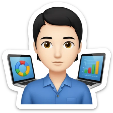 👨🏻‍💻 i need an image like this for a data analays with black hair sticker