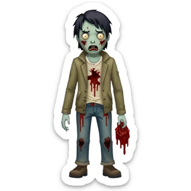 Walking zombie, tattered clothes, scary expression, realistic horror, no background





 sticker