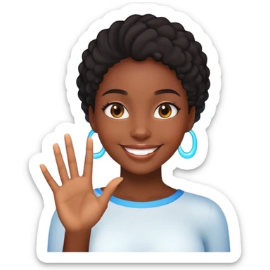 beautiul black girl smailing saying hi sticker
