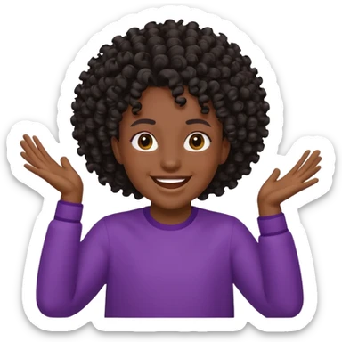 Cheering non binary pal with curly black fade sticker