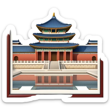 Cinematic Realistic Gyeongbokgung Palace Landmark Emoji, depicted with regal historic architecture rendered with intricate detail and majestic, dynamic lighting. sticker