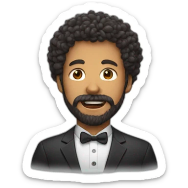 A man with a chin beard' face and curly hair with short ribs coming out of his mouth sticker