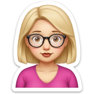 girl with glasses big nose chubby cheeks sticker