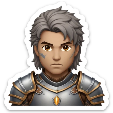 Cinematic Realistic WoW Human Warrior Portrait, depicted with chiseled, determined features and a battle-hardened visage. Clad in intricately detailed steel armor accented with rich leather in consistent hues of grey and bronze, his resolute eyes and natural hair exude unwavering courage. Rendered with lifelike texture and dramatic natural lighting, high shine, noble and valiant, capturing the essence of a legendary human champion of Azeroth. sticker