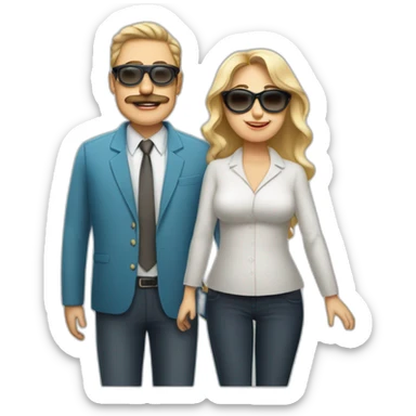 Papá gafas y barba, mamá gordita rubia y hijo moreno sticker