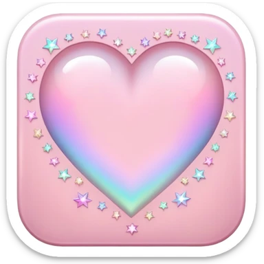 Iridescent pastel pink romantic formal elegant sophisticated cultured neat pretty beautiful nifty app icon with tiny heart shape and tiny sparkle stars shape sticker