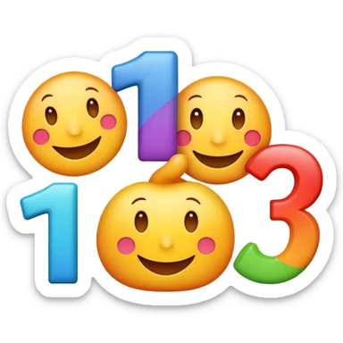 colorful numbers 1 2 3 with a smiling face, fun and inviting sticker