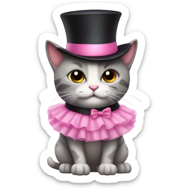 Cat in pink tutu and top hat sticker
