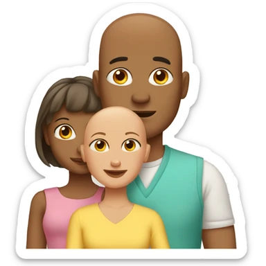 Bald Father, Mother and two daughters sticker