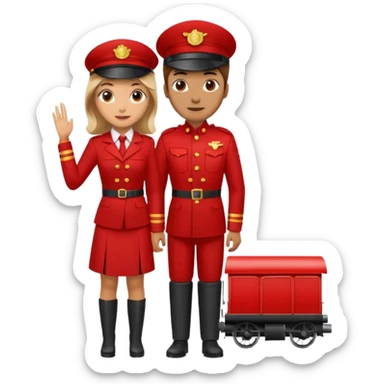 Man and Woman in Red train sticker