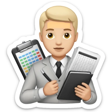 male aditor with spreadsheet emoji sticker