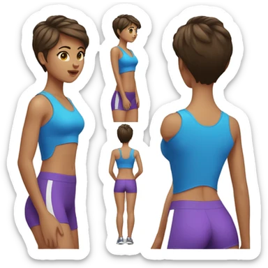 SHORT HAIR GIRL DONING WORKOUT sticker