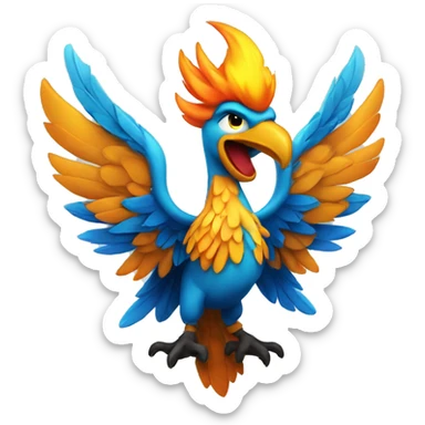 Fenix azul con flama sticker