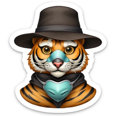 Tiger plague doctor with mask and hat sticker