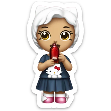 Classic Hello kitty crying tears holding Hennessy bottle😭  sticker