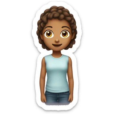 uma criança menina  com cabelo meio curto  castanho escuro  liso .olho castanho escuro pele crara sticker