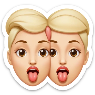 woman with two heads sticking out their tongues sticker