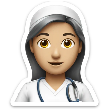White brunette female  nurse playing tennis sticker