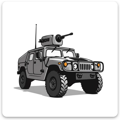 armored humvee military vehicle with roof-mounted turret sticker