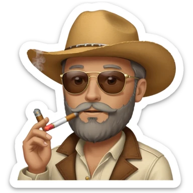 White cowboy with beard and sunglasses smoking a stogie sticker