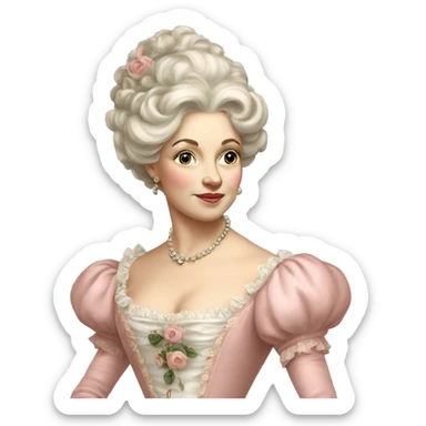 vintage rococo white woman in a light pink gown  sticker