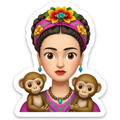 Frida Kahlo with monkey sticker